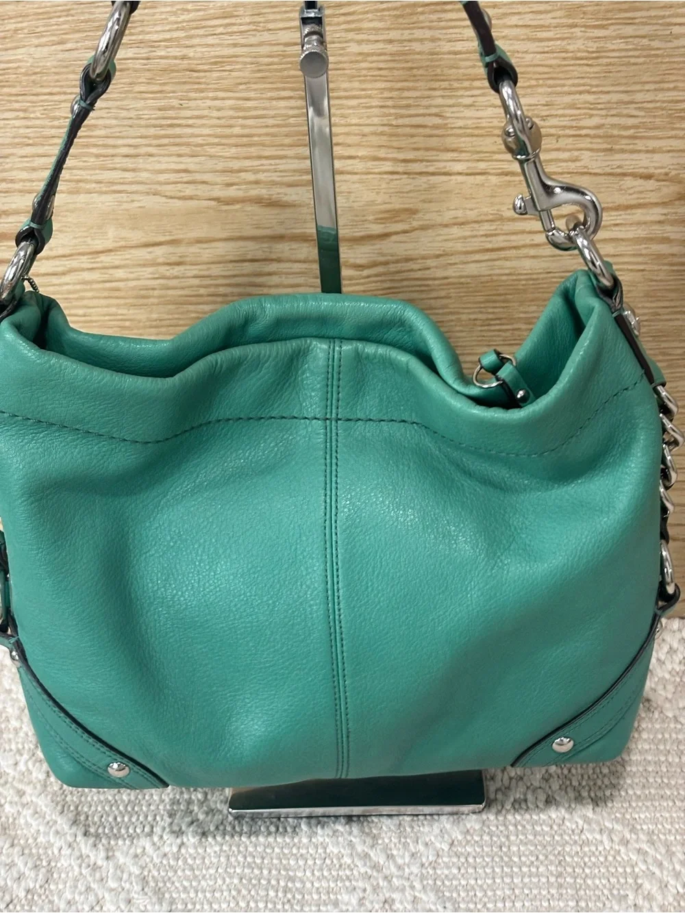 Coach Vintage MEDIUM Carly Green Leather Shoulder Bag